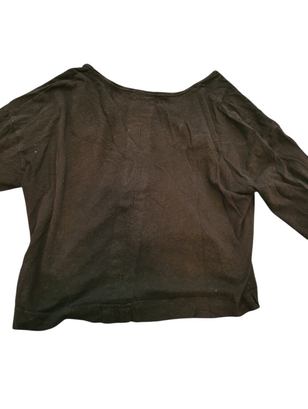 We The Free Free People Women’s S Black Linen Cotton Long Sleeve Slub Top - Picture 2 of 8